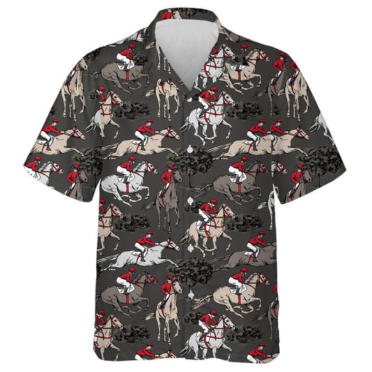 The Running Beautiful Horses Riders And Trees And Bushes Hawaiian Shirt, Hawaiian Shirt Gift, Christmas Gift