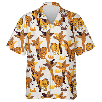 Sad Lion With Yellow Palm Tree And Grass Hawaiian Shirt, Hawaiian Shirt Gift, Christmas Gift