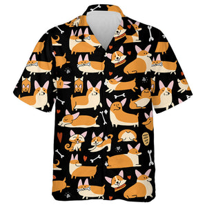 Adorable Corgi Dogs Collection In Cartoon Background Hawaiian Shirt, Hawaiian Shirt Gift, Christmas Gift