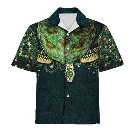 Green Sea Turtle Hawaiian Aloha Shirt Hawaiian Shorts Beach Short Sleeve, Hawaiian Shirt Gift, Christmas Gift