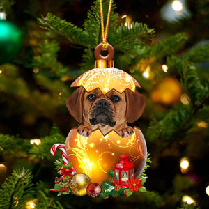 Puggle In Golden Egg Christmas Ornament, Pet Love Gift, Christmas Ornament, Christmas Gift