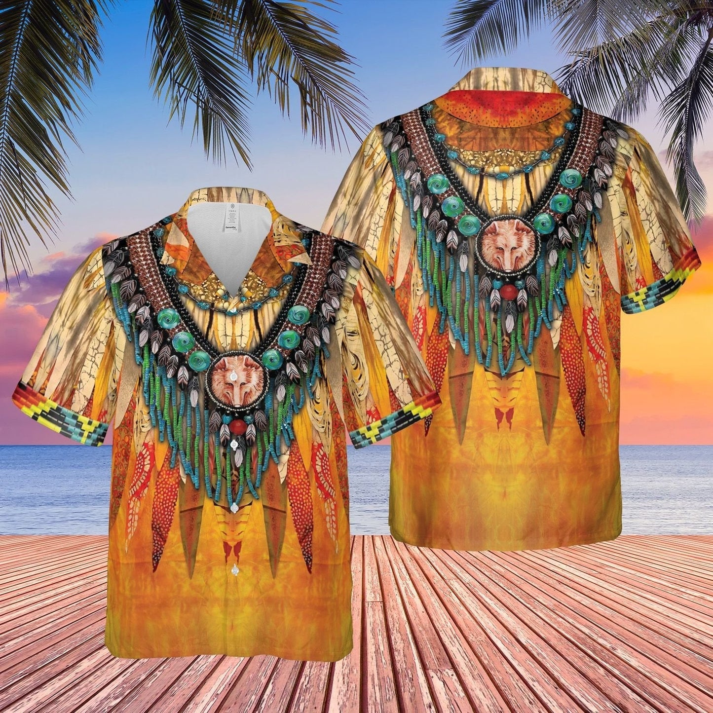 Flamboyant Native America Watercolor Design Hawaiian Shirt,Hawaiian Shirt Gift, Christmas Gift