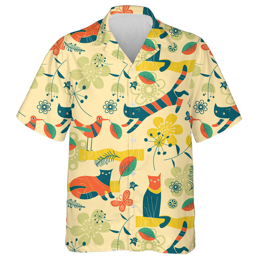 Theme Cats Birds Flowers And Butterflies Hawaiian Shirt,Hawaiian Shirt Gift, Christmas Gift