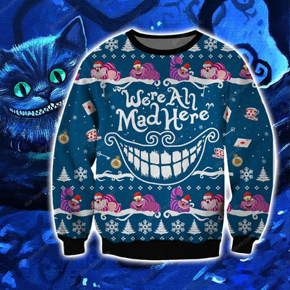 Cheshire Cat Knitting Pattern 3D Print Ugly Sweater Hoodie All Over Printed, Christmas Ugly Sweater,Christmas Gift,Gift Christmas 2024