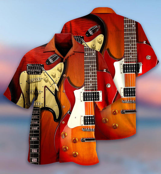 Music Is My Soul Vintage Design Of Guitar Hawaiian Shirt, Hawaiian Shirt Gift, Christmas Gift