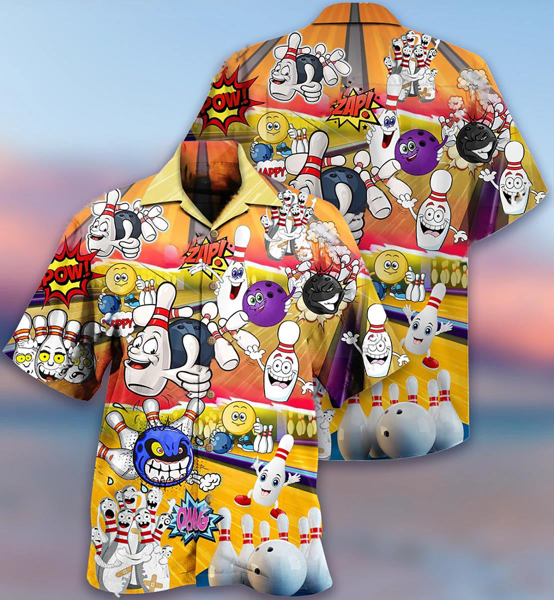 Split Happens Bowling Funny Pins And Balls Hawaiian Shirt, Hawaiian Shirt Gift, Christmas Gift