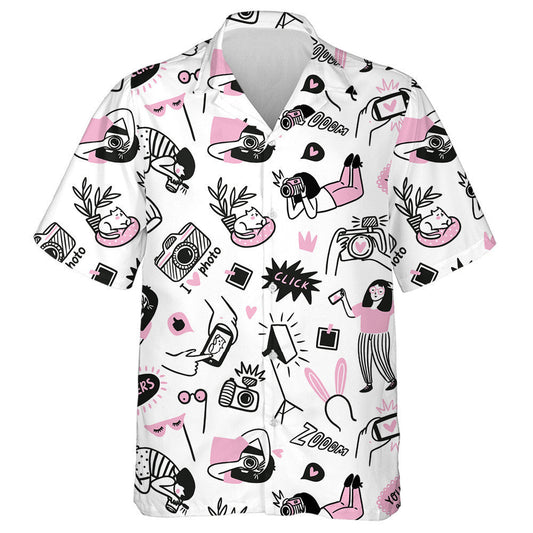 Photo Camera With Photographer And Cats Hawaiian Shirt,Hawaiian Shirt Gift, Christmas Gift