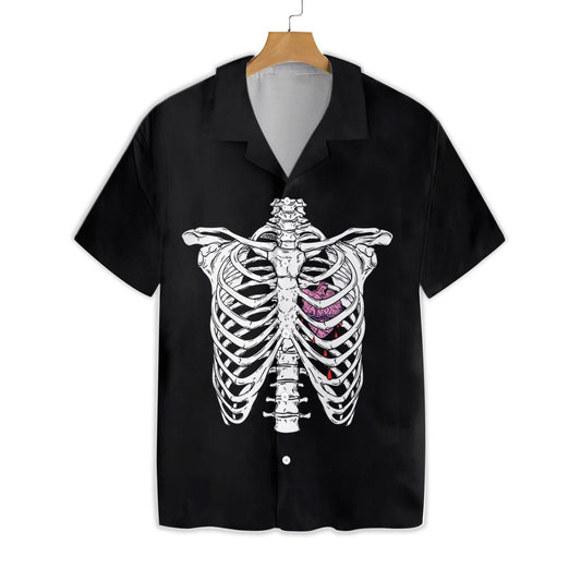 Rib Cage With Broken Heart Goth Design Hawaiian Shirt, Hawaiian Shirt Gift, Christmas Gift