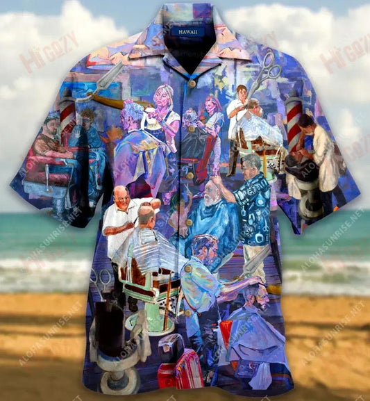 Real Man Go To Real Barber Unisex Short Sleeve Shirt Vacation Hawaiian T Shirts Vintage Hawaiian Shirts Hawaiian Shirts For Women, Hawaiian Shirt Gift, Christmas Gift
