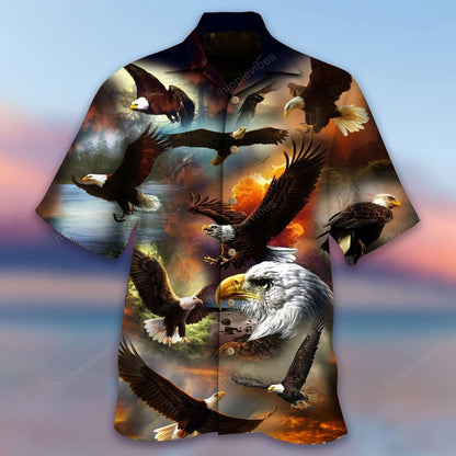 The Eagle Soars Alone Hunting Magnificent Sky Pattern Hawaiian Shirt, Hawaiian Shirt Gift, Christmas Gift