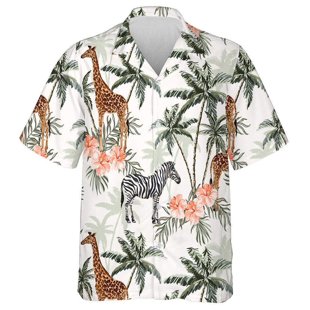 Hand Painting Giraffe And Zebra In Jungle Pattern Hawaiian Shirt, Hawaiian Shirt Gift, Christmas Gift