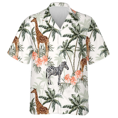 Hand Painting Giraffe And Zebra In Jungle Pattern Hawaiian Shirt, Hawaiian Shirt Gift, Christmas Gift
