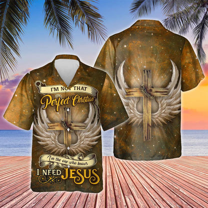 I Need Jesus Cross With Angel Wings Hawaiian Shirt, Hawaiian Shirt Gift, Christmas Gift