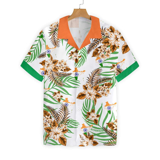 India Proud With White Skin Pattern Hawaiian Shirt, Hawaiian For Gift