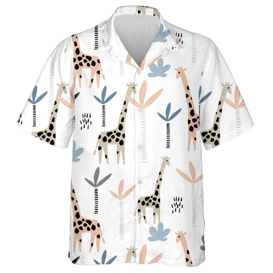 Creative Tall Tree And Color Giraffe Illustration Pattern Hawaiian Shirt, Hawaiian Shirt Gift, Christmas Gift