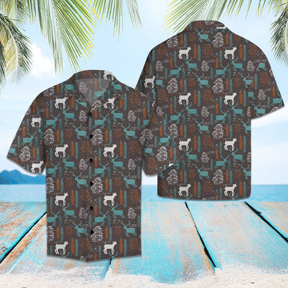 Classic Deer With Stripes In Brown Hawaiian Shirt, Hawaiian For Gift