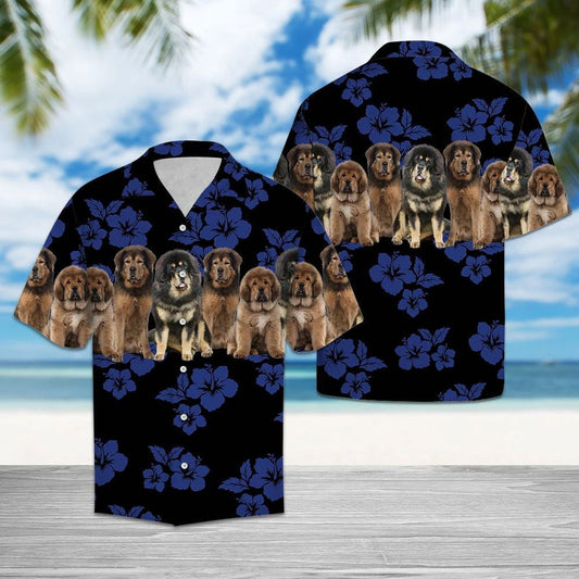 Awesome Tibetan Mastiff Dog Group On Hibiscus Pattern Hawaiian Shirt, Hawaiian Shirt Gift, Christmas Gift