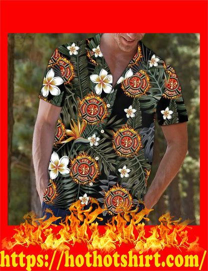 Firefighter Tropical Hawaiian Shirt, Hawaiian Shirt Gift, Christmas Gift
