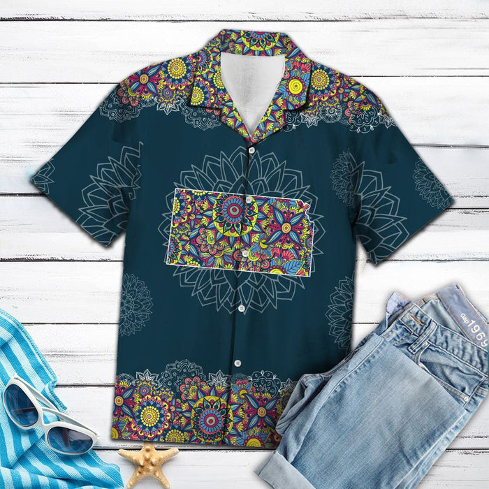 Colorful Kansa Mandala Flowers In Deep Blue Hawaiian Shirt, Hawaiian Shirt Gift, Christmas Gift