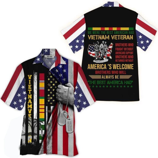 Vietnam Veteran Tropical Background Design Hawaiian Shirt, Hwaiian For Gift