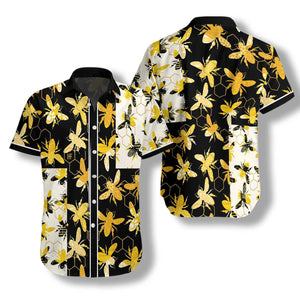 Animal World Trendy Geometric Bee Hawaiian Shirt, Hawaiian For Gift