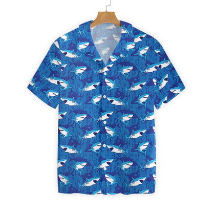 Shark On Blue Sea Pattern Hawaiian Shirt, Hawaiian Shirt Gift, Christmas Gift