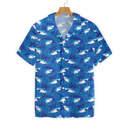 Shark On Blue Sea Pattern Hawaiian Shirt, Hawaiian Shirt Gift, Christmas Gift
