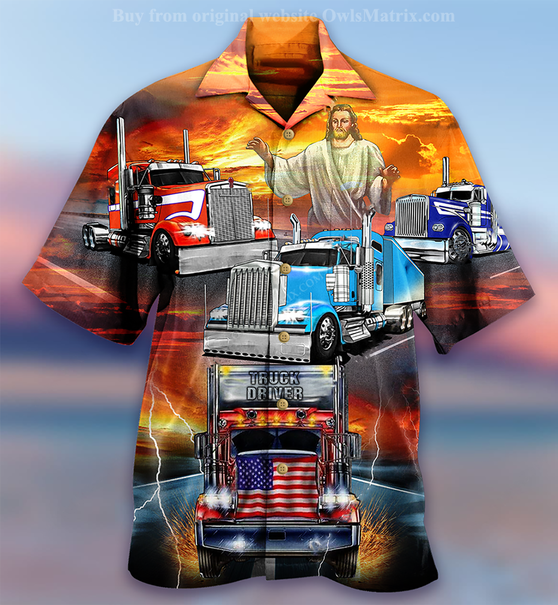 Truck Driver Jesus Bless - Hawaiian Shirt Hawaiian Shirt Gift, Christmas Gift