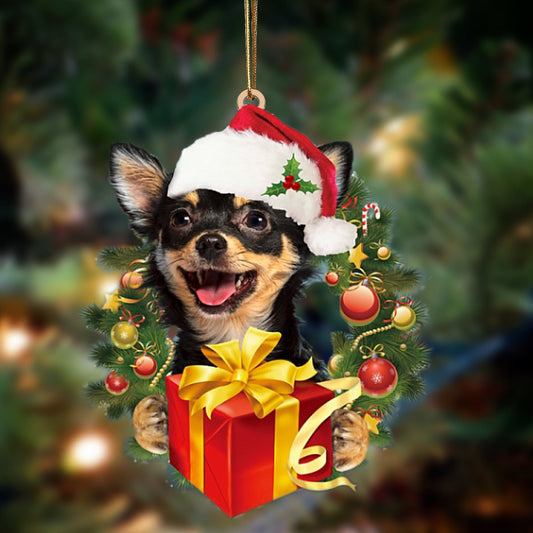 Chihuahua-Dogs give gifts Hanging Christmas Plastic Hanging Ornament, Happy Christmas Ornament, Christmas Gift, Christmas Decoration