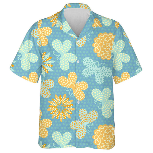 Theme Spring Summer Background With Flowers And Butterflies Hawaiian Shirt, Hawaiian Shirt Gift, Christmas Gift