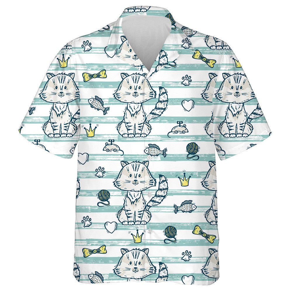 Hand Drawn Doodle Cat And Accessories For Pets Hawaiian Shirt, Hawaiian Shirt Gift, Christmas Gift