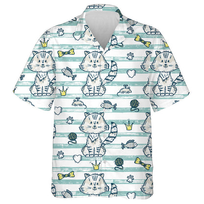 Hand Drawn Doodle Cat And Accessories For Pets Hawaiian Shirt, Hawaiian Shirt Gift, Christmas Gift