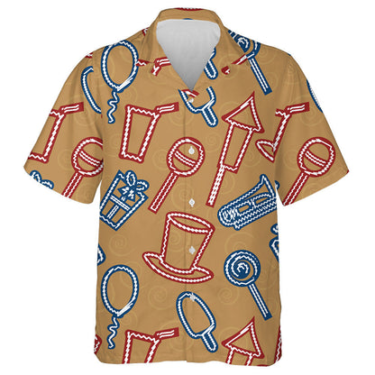 Thick Outline Drawing By Hand With Independence Day Icons Hawaiian Shirt, Hawaiian Shirt Gift, Christmas Gift