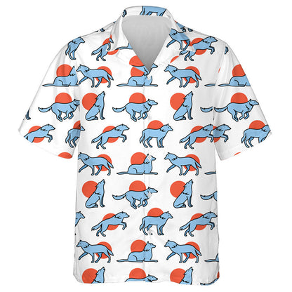 Hand Drawn Wolf Hauling At The Full Moon Hawaiian Shirt, Hawaiian Shirt Gift, Christmas Gift