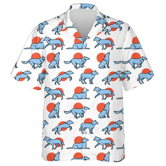 Hand Drawn Wolf Hauling At The Full Moon Hawaiian Shirt, Hawaiian Shirt Gift, Christmas Gift