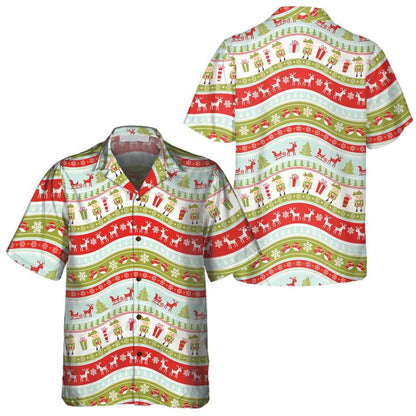 Vintage Christmas Elf Wavy Pattern Hawaiian Shirt, Hawaiian Shirt Gift, Christmas Gift