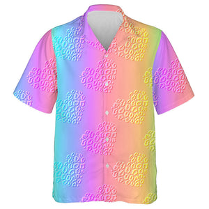 Abstract Romantic Rainbow Iridescent Hearts With Leopard Hawaiian Shirt, Hawaiian Shirt Gift, Christmas Gift