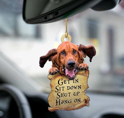 Bloodhound get in two sided ornament, dog car decoration for car, Christmas Decoration