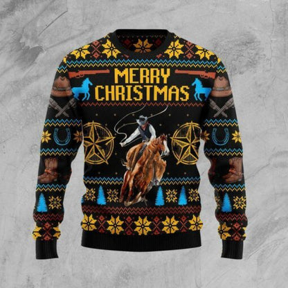 Cowboy Merry Christmas Ugly Christmas Sweater, Christmas Ugly Sweater,Christmas Gift,Gift Christmas 2022