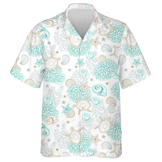 Sketch Line Art Ssea Turtles Mom And Baby Hawaiian Shirt, Hawaiian Shirt Gift, Christmas Gift