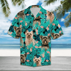 Yorkie In Tropical Forest Lovely Flower Pattern Hawaiian Shirt, Hwaiian For Gift