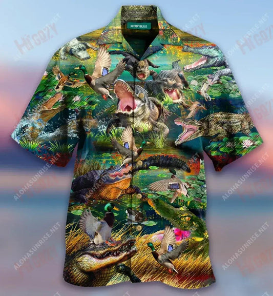 You Croc My World Crocodile And Duck Unisex Hawaiian Shirt Hobbies Hawaiian T Shirts Hawaiian Crazy Shirts Hawaiian Shirt Pattern, Hawaiian Shirt Gift, Christmas Gift