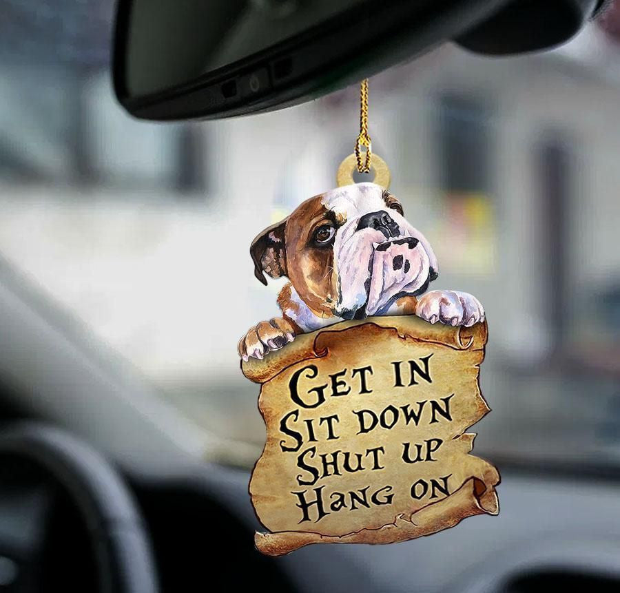 Bulldog get in dog lover two sided ornament, Happy Christmas Ornament, Christmas Gift, Christmas Decoration