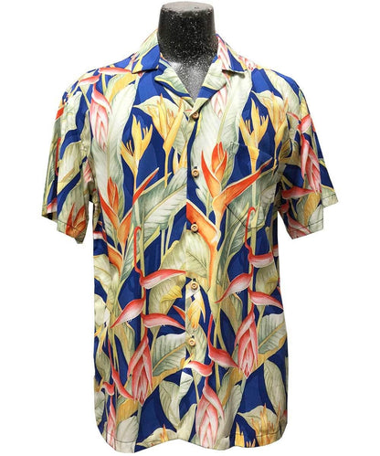 Heliconia Blue Hawaiian Aloha Shirt Hawaiian Shorts Beach Short Sleeve, Hawaiian Shirt Gift, Christmas Gift