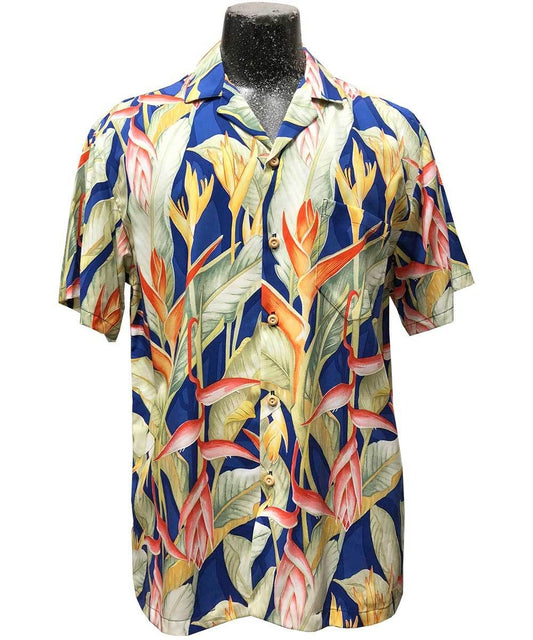 Heliconia Blue Hawaiian Aloha Shirt Hawaiian Shorts Beach Short Sleeve, Hawaiian Shirt Gift, Christmas Gift