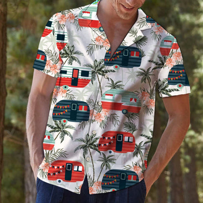 Caravan Let's Go Camping Design Hawaiian Shirt, Hawaiian For Gift
