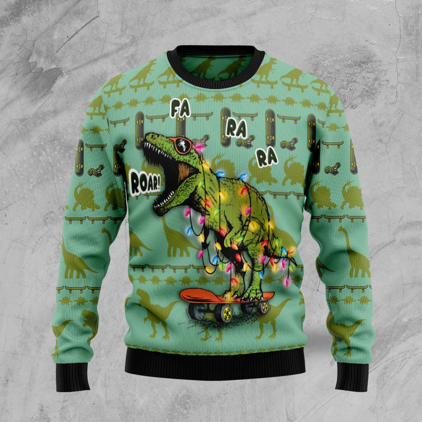 Skateboard Dinosaur Ugly Christmas Sweater, Christmas Gift,Gift Christmas 2024