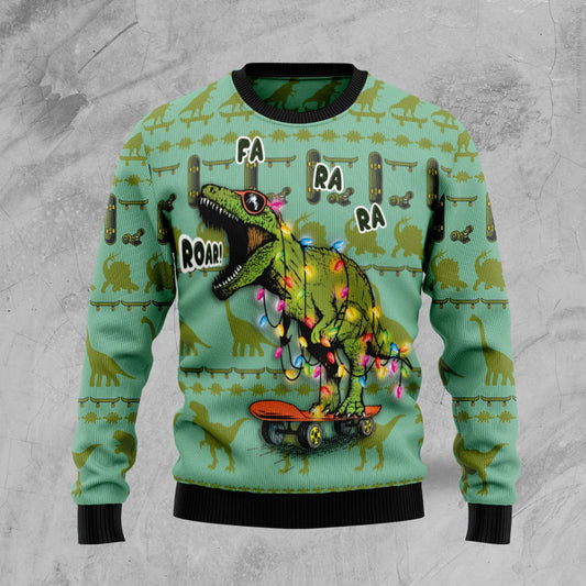 Skateboard Dinosaur Ugly Christmas Sweater, Christmas Gift,Gift Christmas 2024