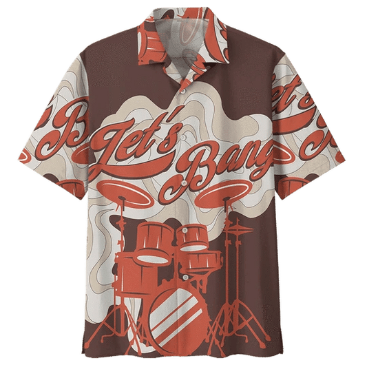 Love Drum Background Design Hawaiian Shirt, Hawaiian For Gift