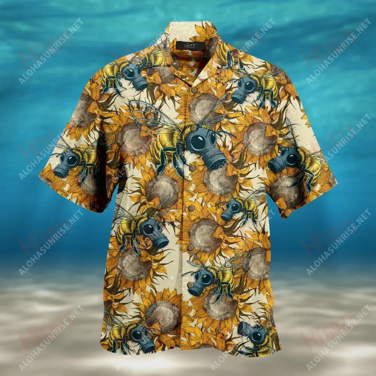 Bee Gas Mask Unisex Short Sleeve Shirt Hobbies Hawaiian T Shirts Custom Hawaiian Shirts Funny Hawaiian Shirts, Hawaiian Shirt Gift, Christmas Gift